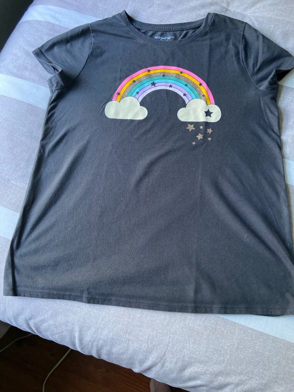 Like New Cat & Jack Girls Rainbow Graphic T-Shirt Sz L (10/12) Plus